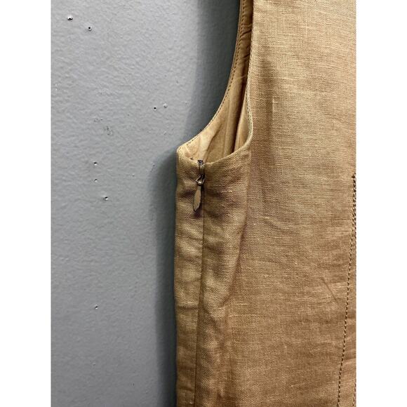 Talbots Sheath Dress Womens 8 Linen Lined V-Neck Sleeveless Wrap Tan Neutral - Picture 5 of 8